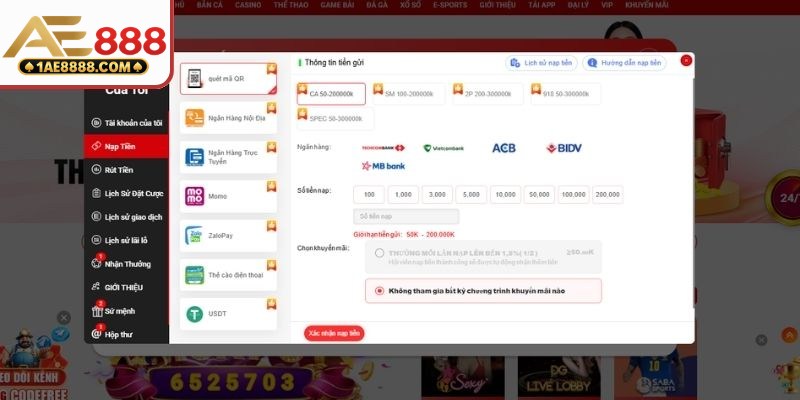 Các bước nạp tiền AE888 cực dễ dàng qua ví điện tử